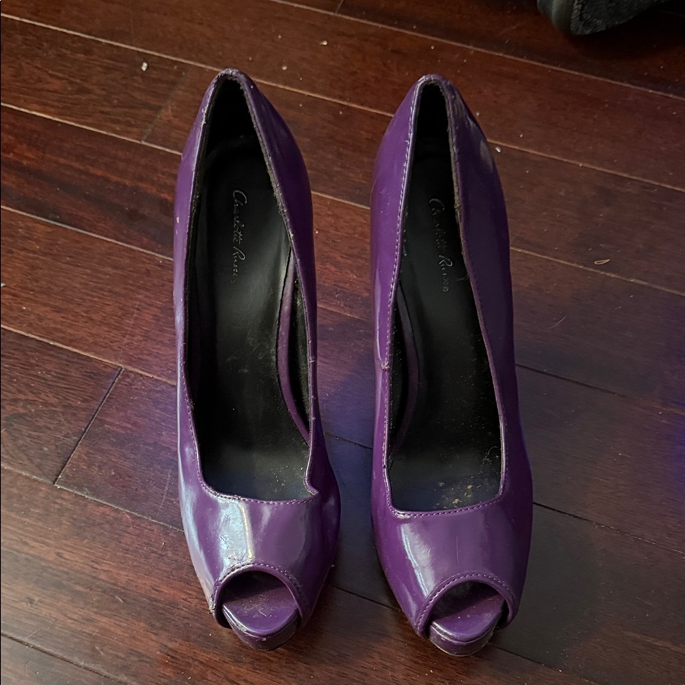 Purple Peep-Toe Heels